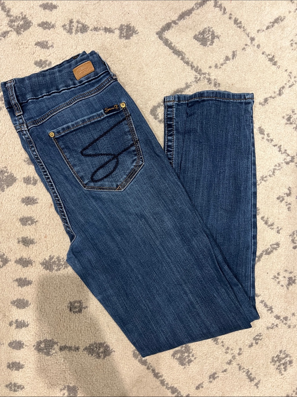 Seven7 Dark Blue Skinny Jeans with Pocket Stitch